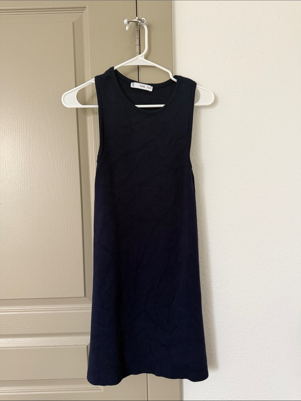 Sleeveless Navy Knit Shift Dress